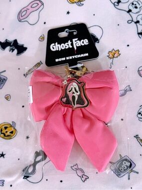 New Ghostface Pink Bow Keychain Charm